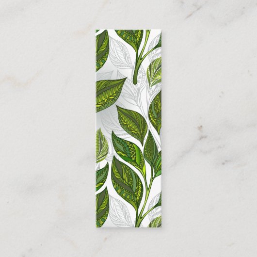 Naadloos patroon met groene theebladeren contactkaartje (Voorkant)