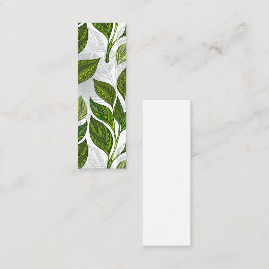 Naadloos patroon met groene theebladeren contactkaartje (Voorkant / Achterkant)
