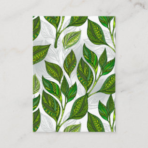 Naadloos patroon met groene theebladeren contactkaartje