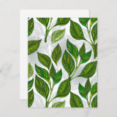 Naadloos patroon met groene theebladeren feestdagenkaart (Voorkant / Achterkant)