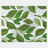 Naadloos patroon met groene theebladeren fleece deken (Voorkant (Horizontaal))