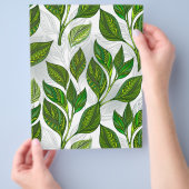 Naadloos patroon met groene theebladeren flyer (Hand)