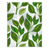 Naadloos patroon met groene theebladeren foto afdruk (Voorkant)