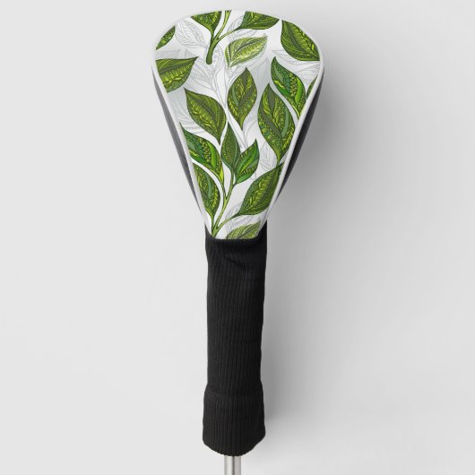 Naadloos patroon met groene theebladeren golfheadcover (Voorkant)