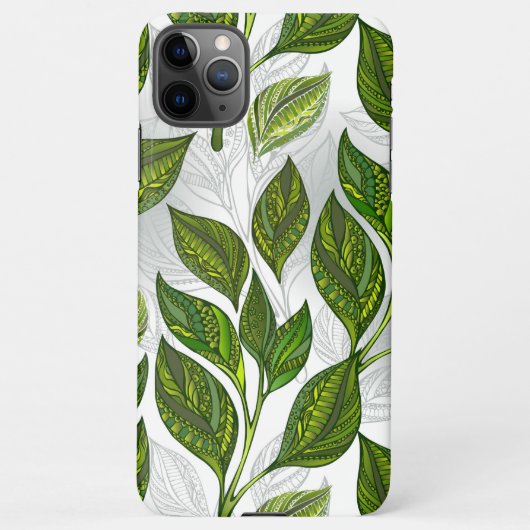 Naadloos patroon met groene theebladeren iPhone hoesje (Achterkant)