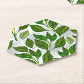 Naadloos patroon met groene theebladeren kartonnen onderzetters (Schuin)