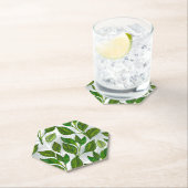 Naadloos patroon met groene theebladeren kartonnen onderzetters (Insitu)