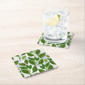 Naadloos patroon met groene theebladeren kartonnen onderzetters (Insitu)