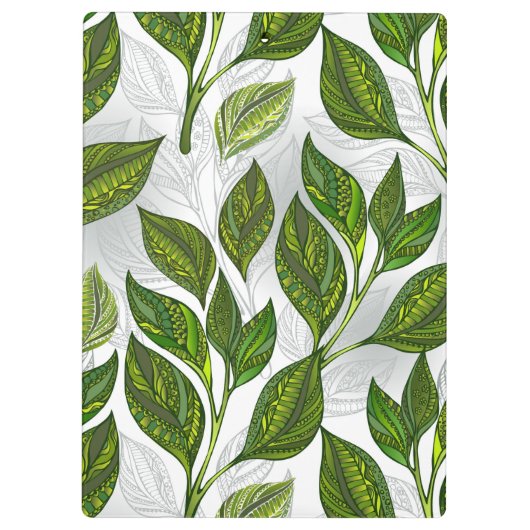 Naadloos patroon met groene theebladeren klembord (Achterkant)