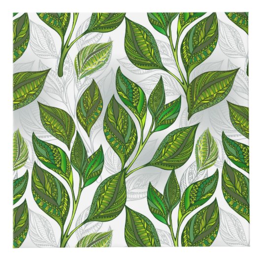 Naadloos patroon met groene theebladeren kubus (Rechts)