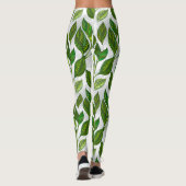 Naadloos patroon met groene theebladeren leggings (Achterkant)