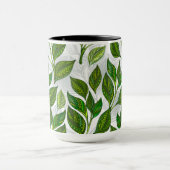 Naadloos patroon met groene theebladeren mok (Midden)