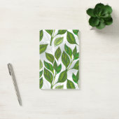 Naadloos patroon met groene theebladeren post-it® notes (Kantoor)