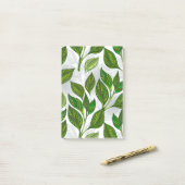 Naadloos patroon met groene theebladeren post-it® notes (Op bureau)