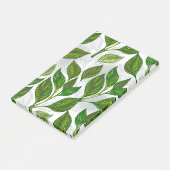 Naadloos patroon met groene theebladeren post-it® notes (Schuin)