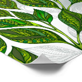 Naadloos patroon met groene theebladeren poster (Hoek)