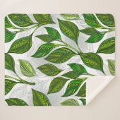 Naadloos patroon met groene theebladeren sherpa deken (Voorkant (horizontaal))