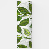 Naadloos patroon met groene theebladeren spandoek (Verticaal)