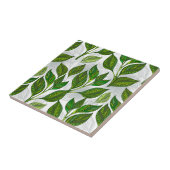 Naadloos patroon met groene theebladeren tegeltje (Zijkant)