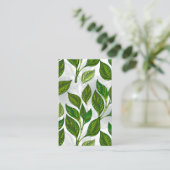 Naadloos patroon met groene theebladeren visitekaartje (Staand voorkant)