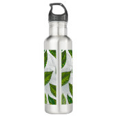 Naadloos patroon met groene theebladeren waterfles (Achterkant)