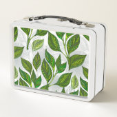 Naadloos patroon met groene theelbladeren (Achterkant)