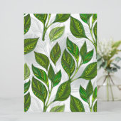 Naadloos patroon met groene theelbladeren aankondiging (Staand voorkant)