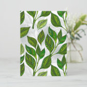 Naadloos patroon met groene theelbladeren aankondiging (Staand voorkant)