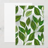 Naadloos patroon met groene theelbladeren aankondiging (Voorkant / Achterkant)
