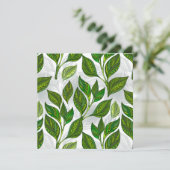 Naadloos patroon met groene theelbladeren advieskaart (Staand voorkant)