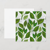 Naadloos patroon met groene theelbladeren advieskaart (Voorkant / Achterkant)