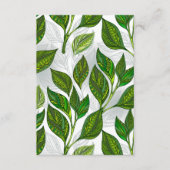Naadloos patroon met groene theelbladeren advieskaart (Voorkant)