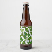 Naadloos patroon met groene theelbladeren bier etiket (Voorkant)