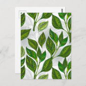Naadloos patroon met groene theelbladeren briefkaart (Voorkant / Achterkant)