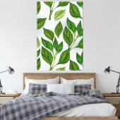 Naadloos patroon met groene theelbladeren canvas afdruk (Insitu (Slaapkamer))