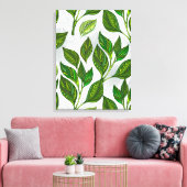 Naadloos patroon met groene theelbladeren canvas afdruk (Insitu (Woonkamer))