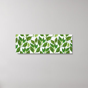 Naadloos patroon met groene theelbladeren canvas afdruk