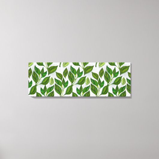 Naadloos patroon met groene theelbladeren canvas afdruk (Voorkant)