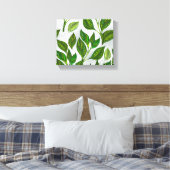 Naadloos patroon met groene theelbladeren canvas afdruk (Insitu (Slaapkamer))