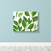 Naadloos patroon met groene theelbladeren canvas afdruk (Insitu (Houten vloer))