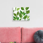 Naadloos patroon met groene theelbladeren canvas afdruk (Insitu (Woonkamer))