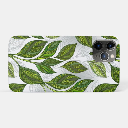 Naadloos patroon met groene theelbladeren Case-Mate iPhone case (Achterkant (horizontaal))