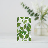 Naadloos patroon met groene theelbladeren contactkaartje (Staand voorkant)