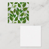 Naadloos patroon met groene theelbladeren contactkaartje (Voorkant / Achterkant)