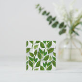 Naadloos patroon met groene theelbladeren contactkaartje (Staand voorkant)