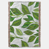 Naadloos patroon met groene theelbladeren deken (Voorkant Verticaal)