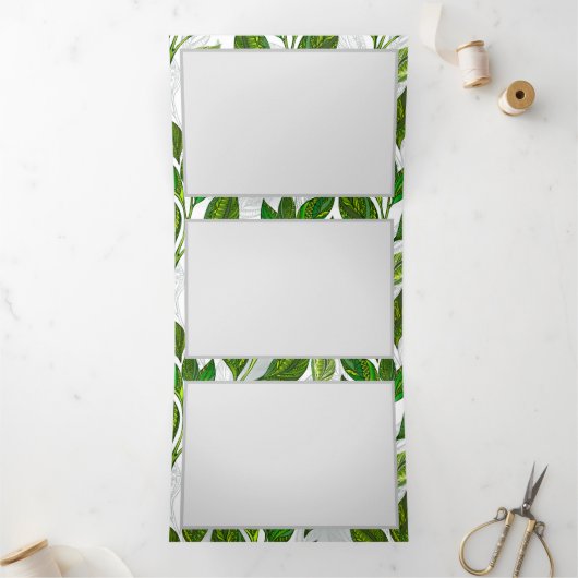 Naadloos patroon met groene theelbladeren drieluik programma (Binnen)