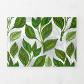 Naadloos patroon met groene theelbladeren drieluik wenskaart (Cover)