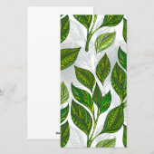 Naadloos patroon met groene theelbladeren feestdagenkaart (Voorkant / Achterkant)