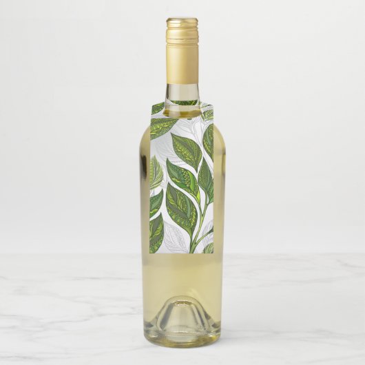 Naadloos patroon met groene theelbladeren flessenhanger (Op fles)
